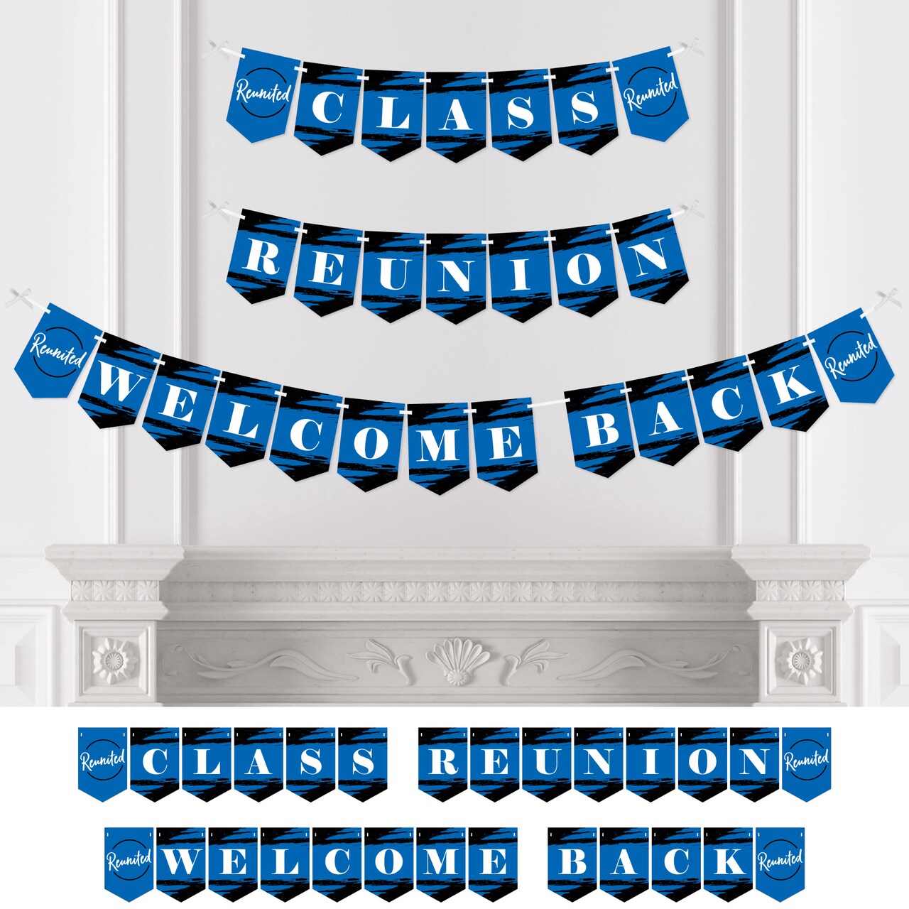 Big Dot of Happiness Reunited Blue - Royal Blue School Class Reunion Party Bunting Banner - Party Decorations - Class Reunion Welcome Back